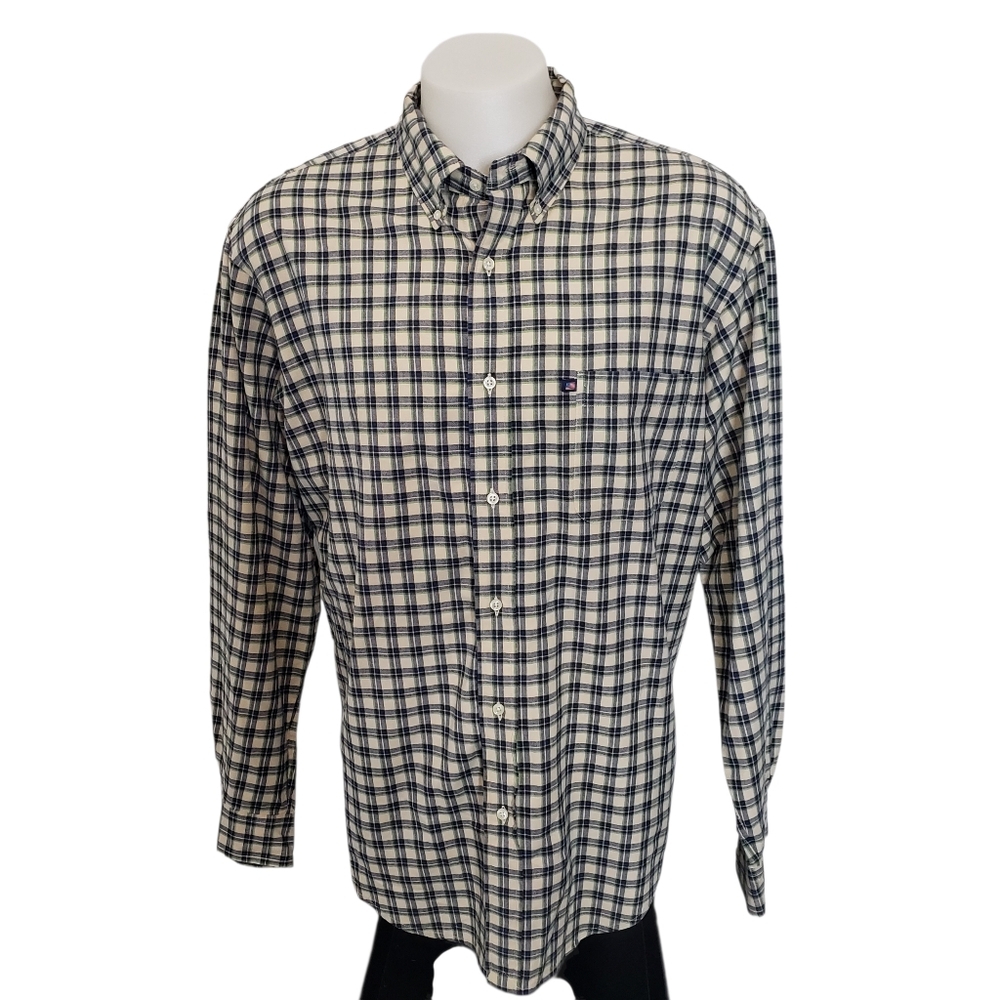 Ralph Lauren Jeans Co Gingham Flag Long Sleeve Button Up Check Shirt Men's Sz XL